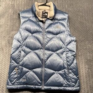 The North Face 550‎ Down Vest Women's M Blue Quilted Puffer Y2K